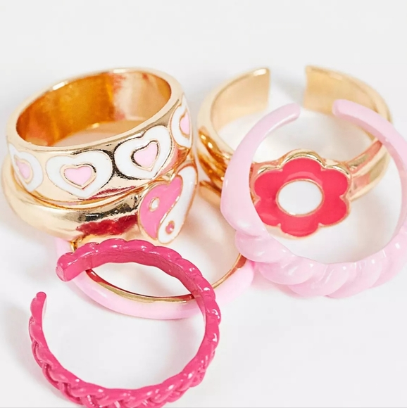 MADEIN | Pack of Chuncky Pink Detailed Rings - Picture 2 of 5